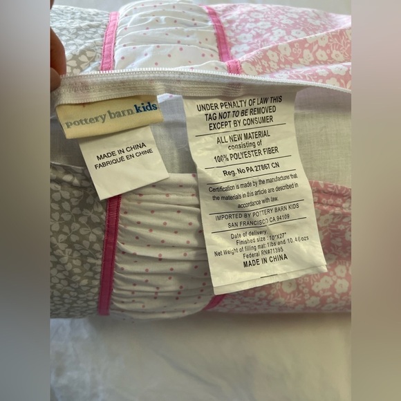 POTTERY BARN KIDS NECK ROLL PILLOW WHITE PINK | Daisies | Large Body Pillow - Picture 6 of 8